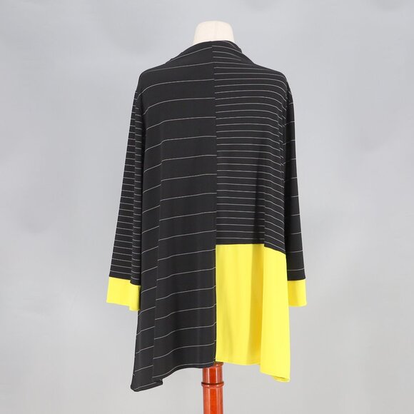 IC BY CONNIE K Colorblock Pinstripe Quarter Zip Tunic Top Yellow Black Size XXL - Picture 4 of 7